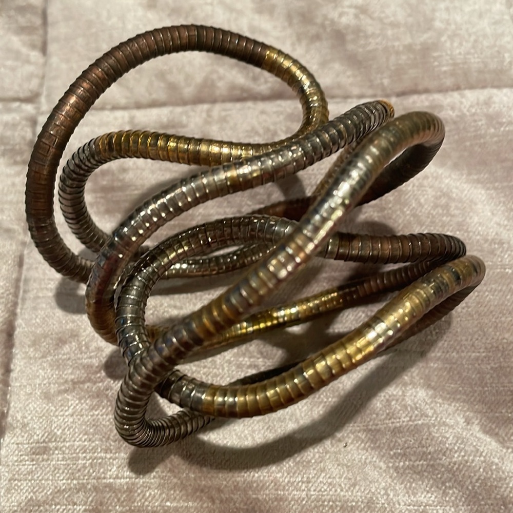 Adjustable Coil Snake Necklace or Bracelet 34” gold silver bronze